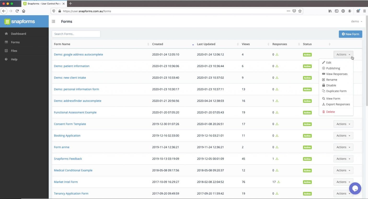 Spap Forms Snapforms admin dashboard - Snapforms Resources & FAQs